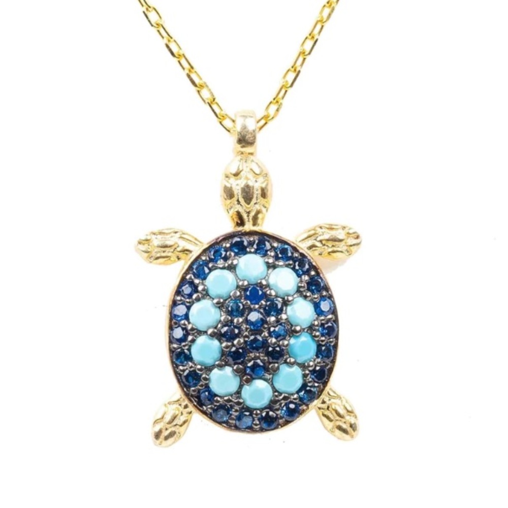 Latelita Turquoise Blue Turtle Pendant Necklace